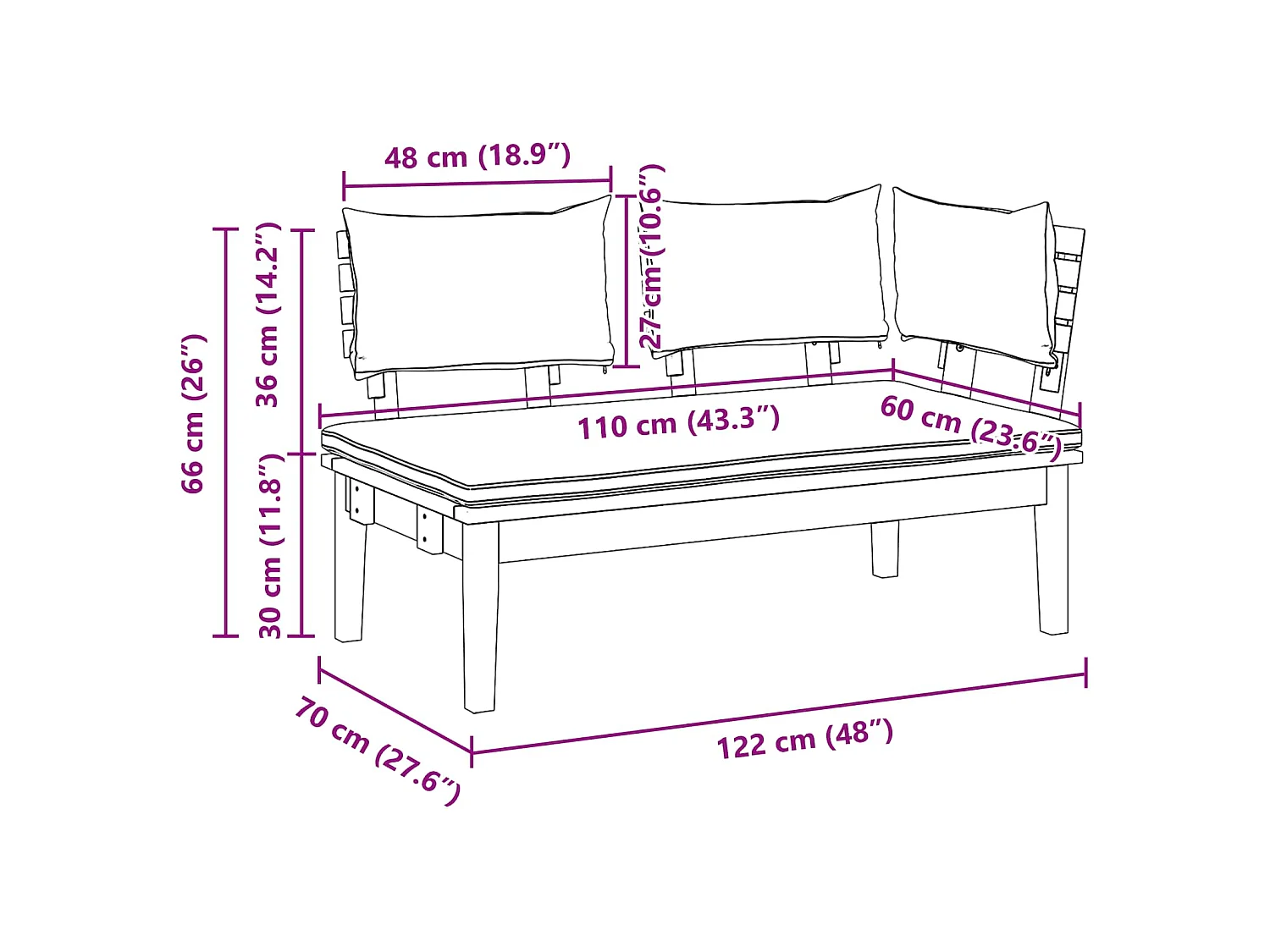 Tuinbank en Tafelset 2 pcs Crème en bruin Massief teakhout