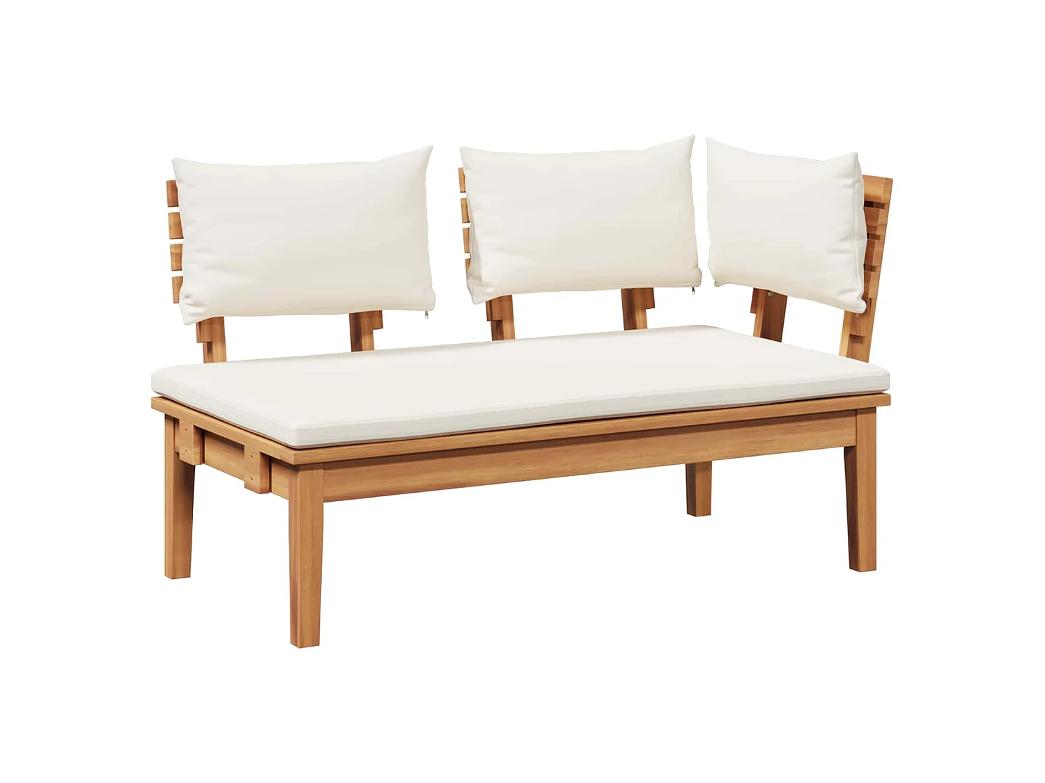 Tuinbank en Tafelset 2 pcs Crème en bruin Massief teakhout