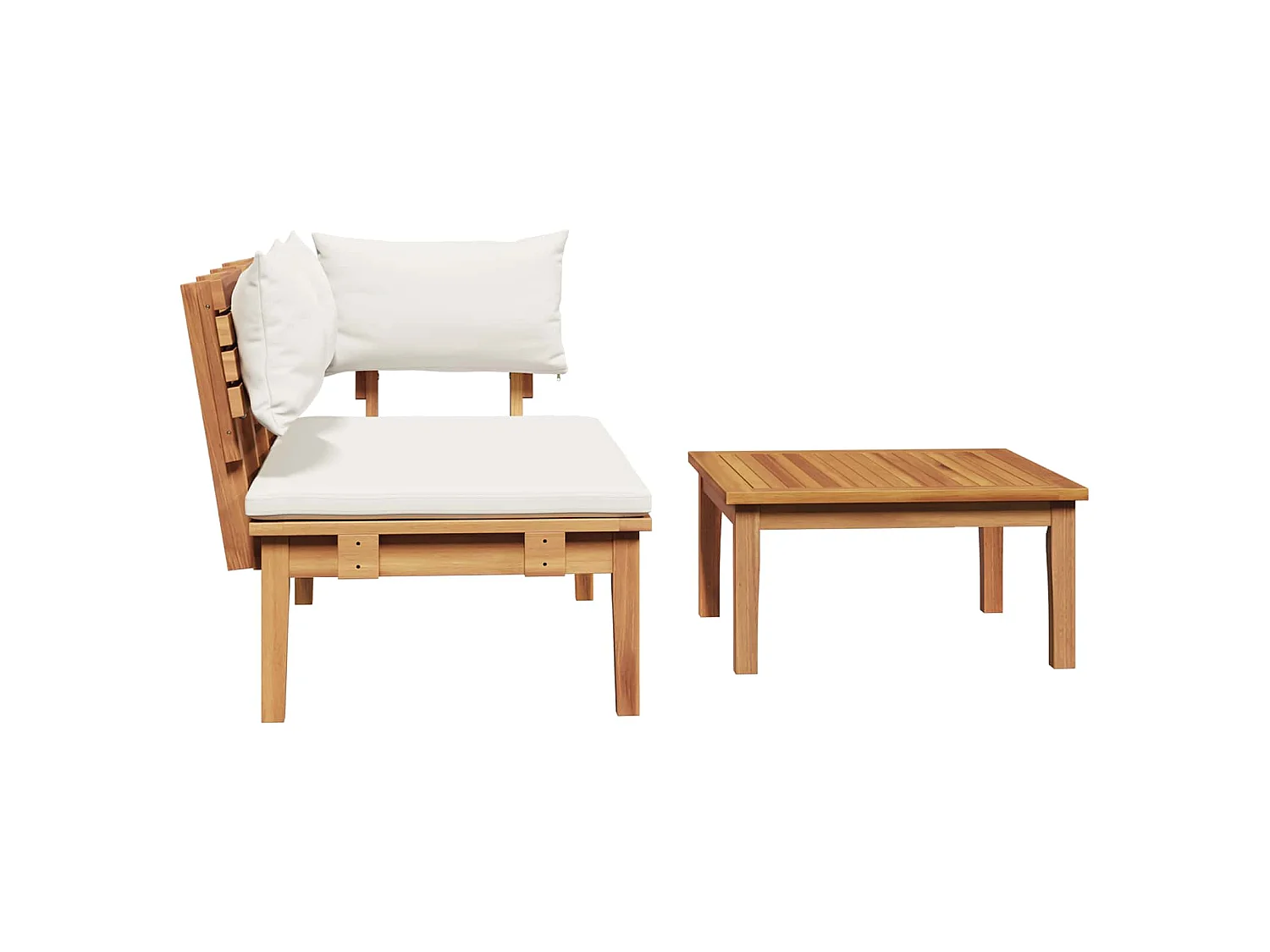 Tuinbank en Tafelset 2 pcs Crème en bruin Massief teakhout