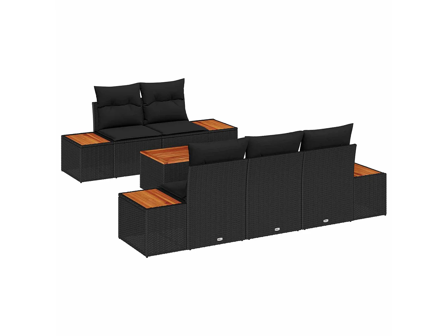 Ensemble de canapé de jardin 6 pcs Noir Poly rotin