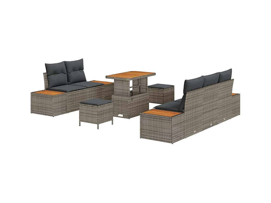 Ensemble de canapé de jardin 8 pcs Gris clair et gris foncé