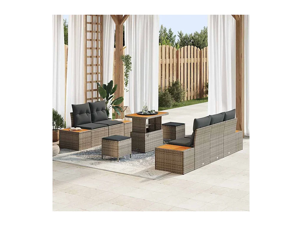 Ensemble de canapé de jardin 8 pcs Gris Clair, Gris Foncé