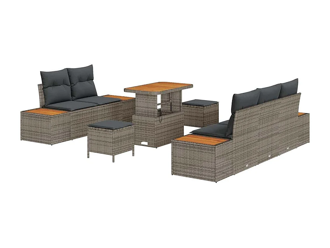 Ensemble de canapé de jardin 8 pcs Gris clair et gris foncé