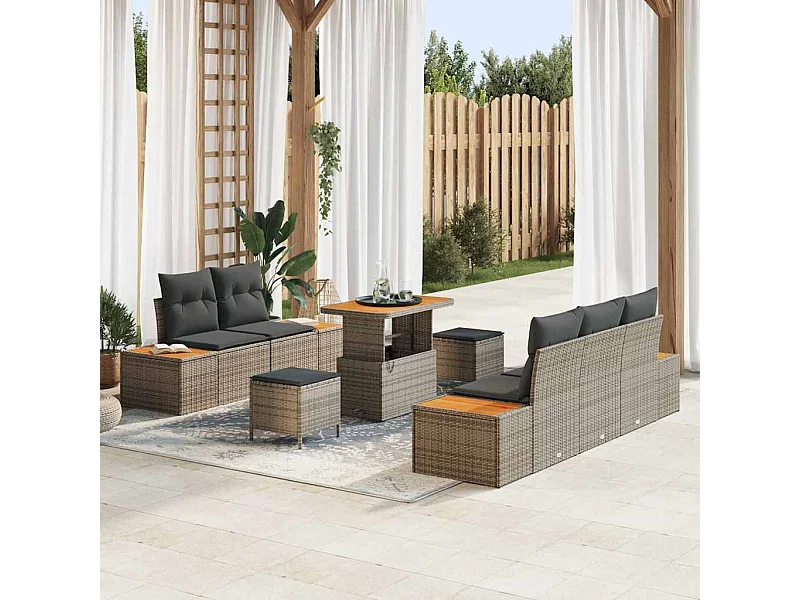 Set Divano da Giardino 8 pcs Grigio chiaro e grigio scuro