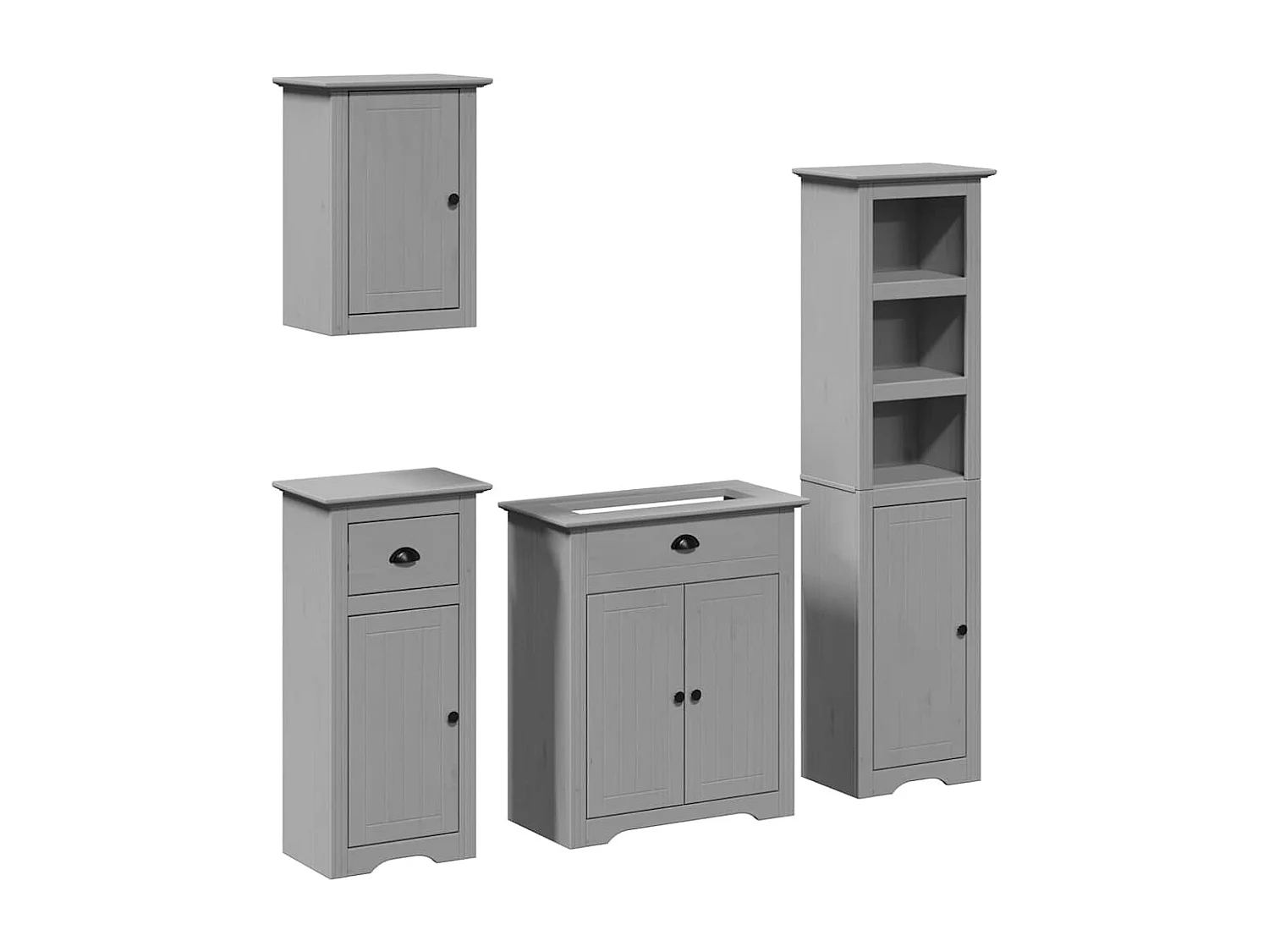 4 pcs conjunto de móveis para WC BODO pinho maciço cinzento