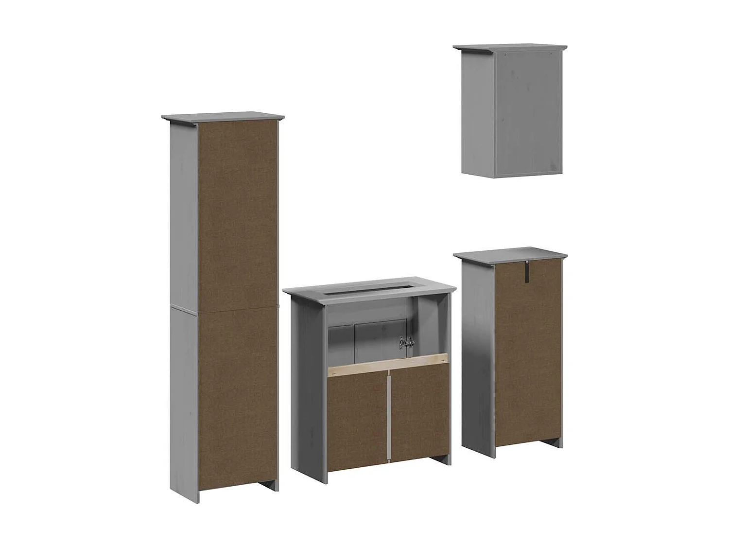 4 pcs conjunto de móveis para WC BODO pinho maciço cinzento