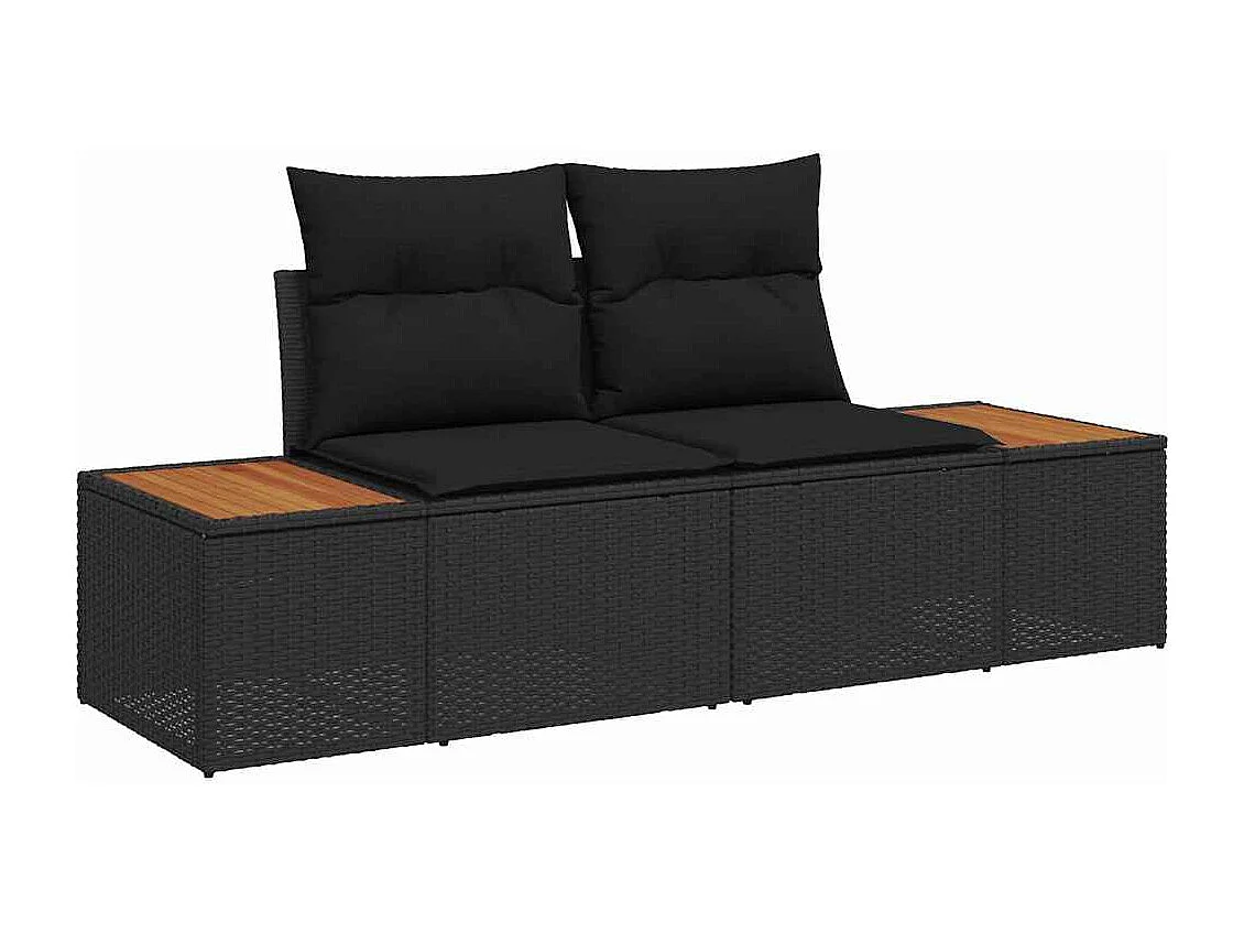 Ensemble de canapé de jardin avec coussin 9 pcs Noir polyrotin