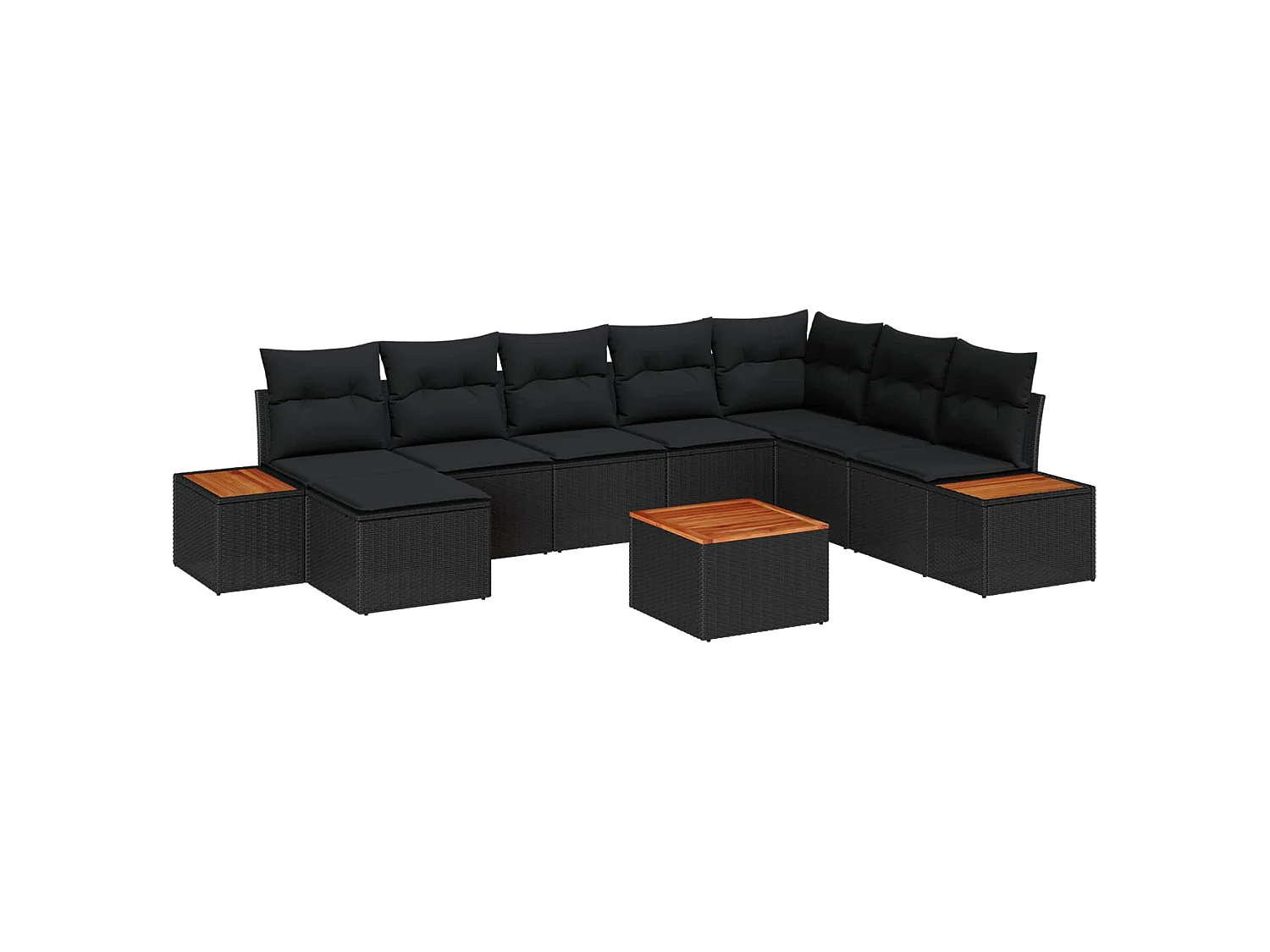 Ensemble de canapé de jardin 9 pc Noir Poly rotin
