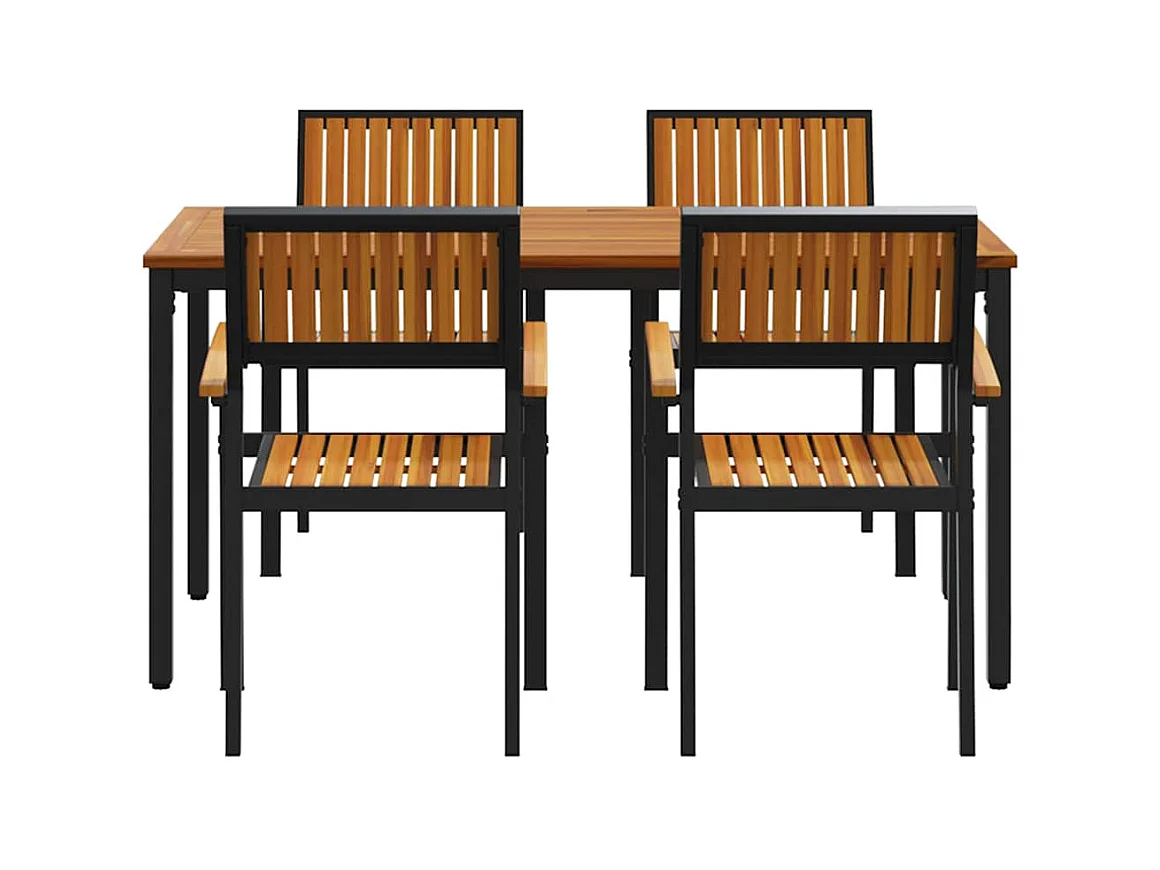 Ensemble de salle à manger pour jardin 5 pcs Noir et marron