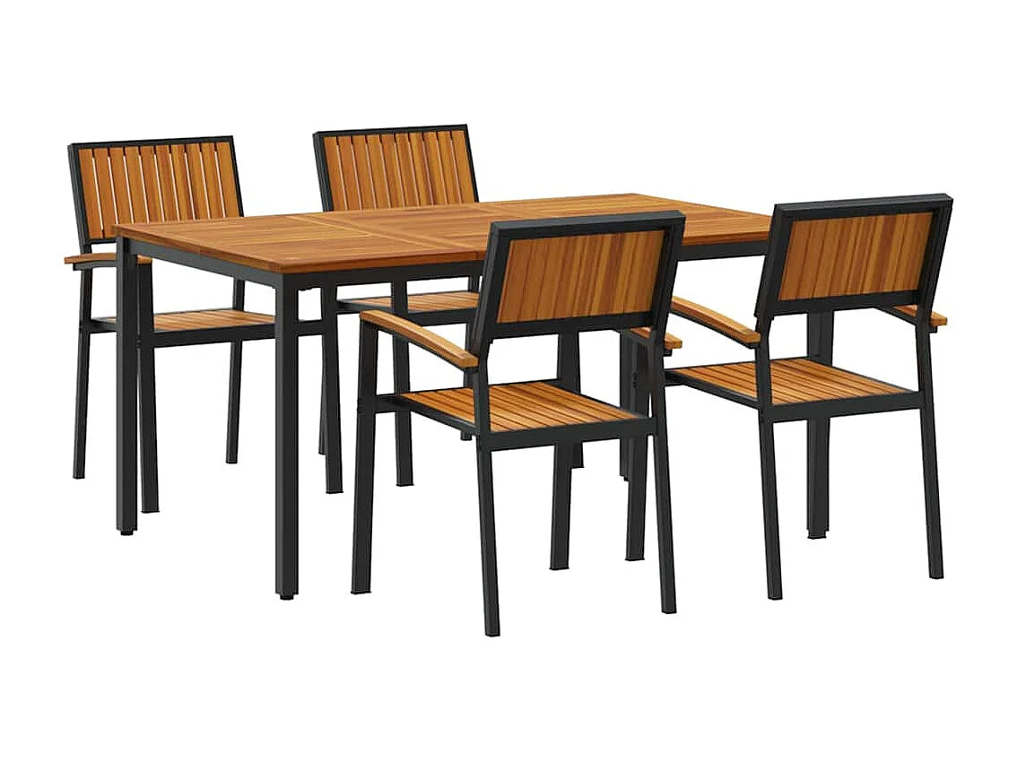 Ensemble de salle à manger pour jardin 5 pcs Noir et marron