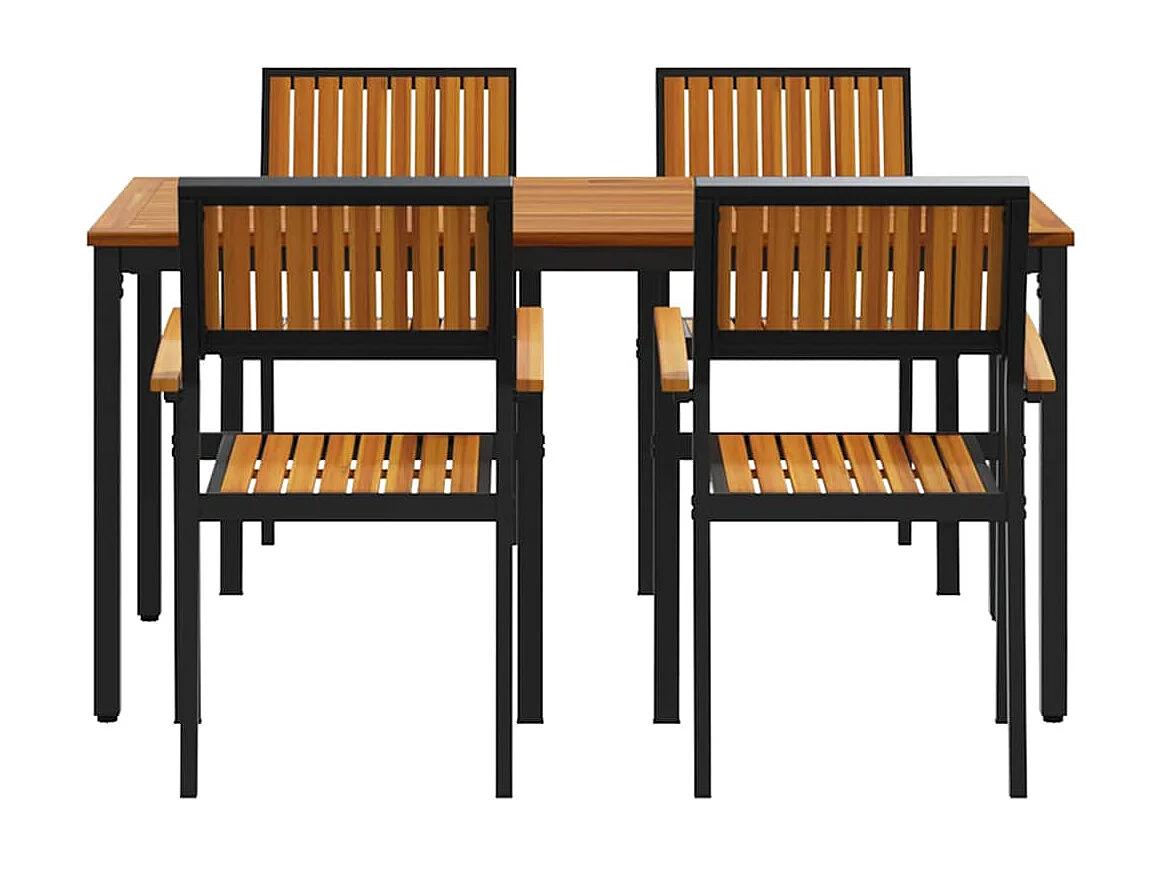 Ensemble de salle à manger pour jardin 5 pcs Noir et marron