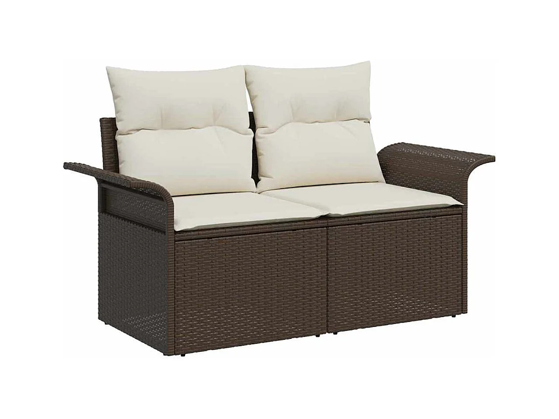 Ensemble de canapé de jardin 5 pcs Marron Poly rotin