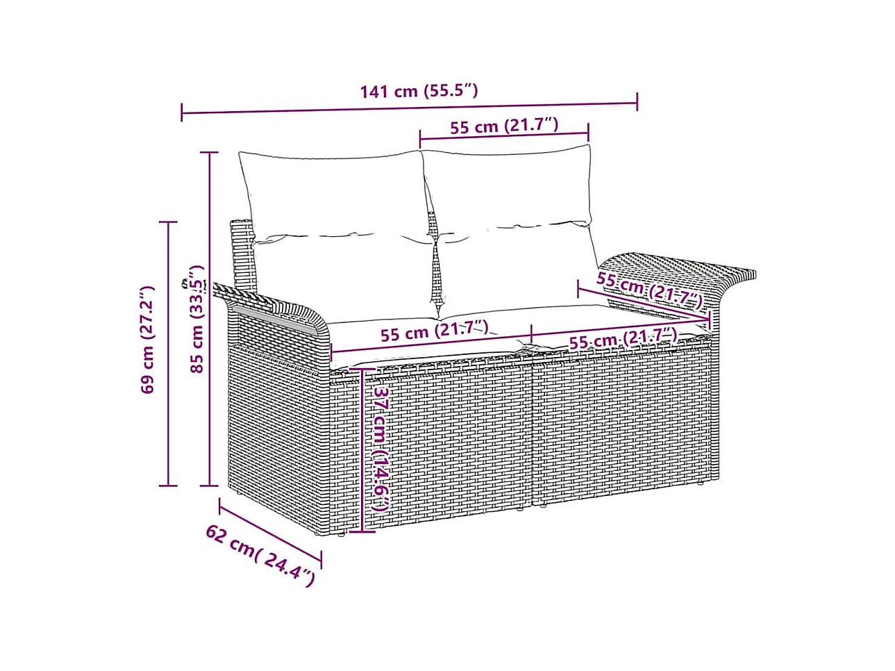 Ensemble de canapé de jardin 5 pcs Marron Poly rotin