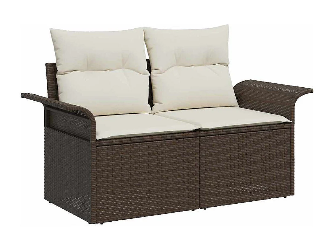 Canapé d’extérieur avec coussin 5 pcs Marron polyrotin