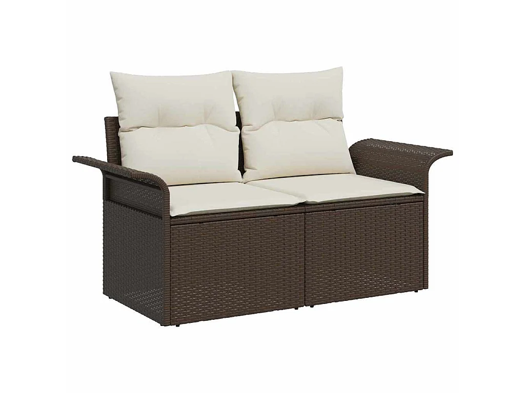 Outdoor-Sofa mit Kissen 5 pcs Braun Poly-Rattan