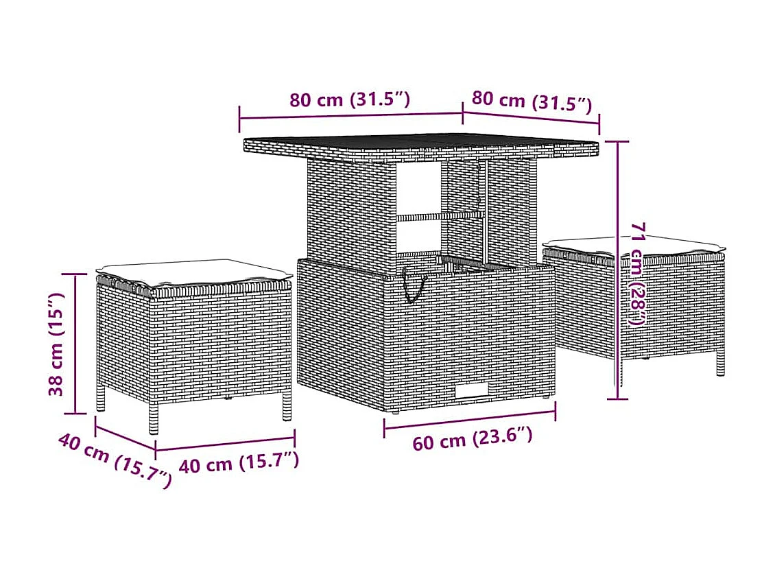Tuinbankenset met kussen 10 pcs Zwart en Crème poly rattan