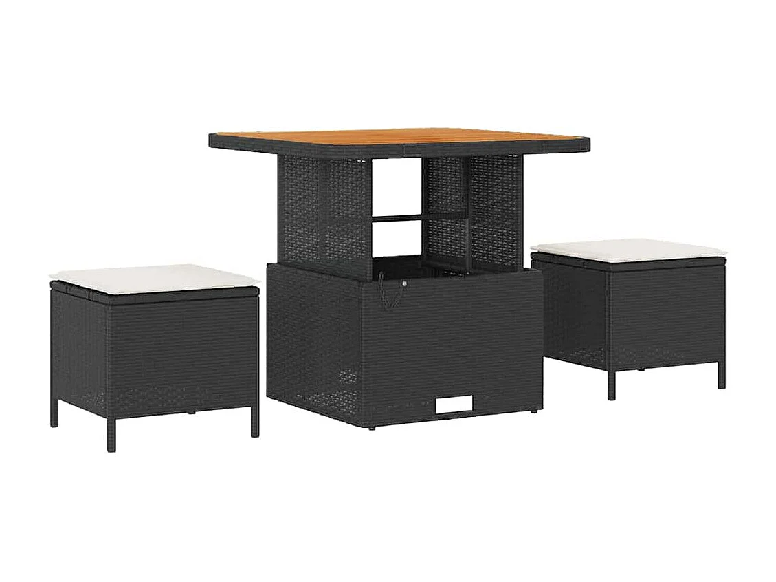 Tuinbankenset met kussen 10 pcs Zwart en Crème poly rattan