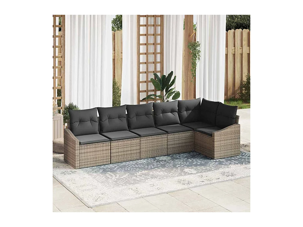 Ensemble de salle à manger pour jardin avec coussin 6 pcs Gris