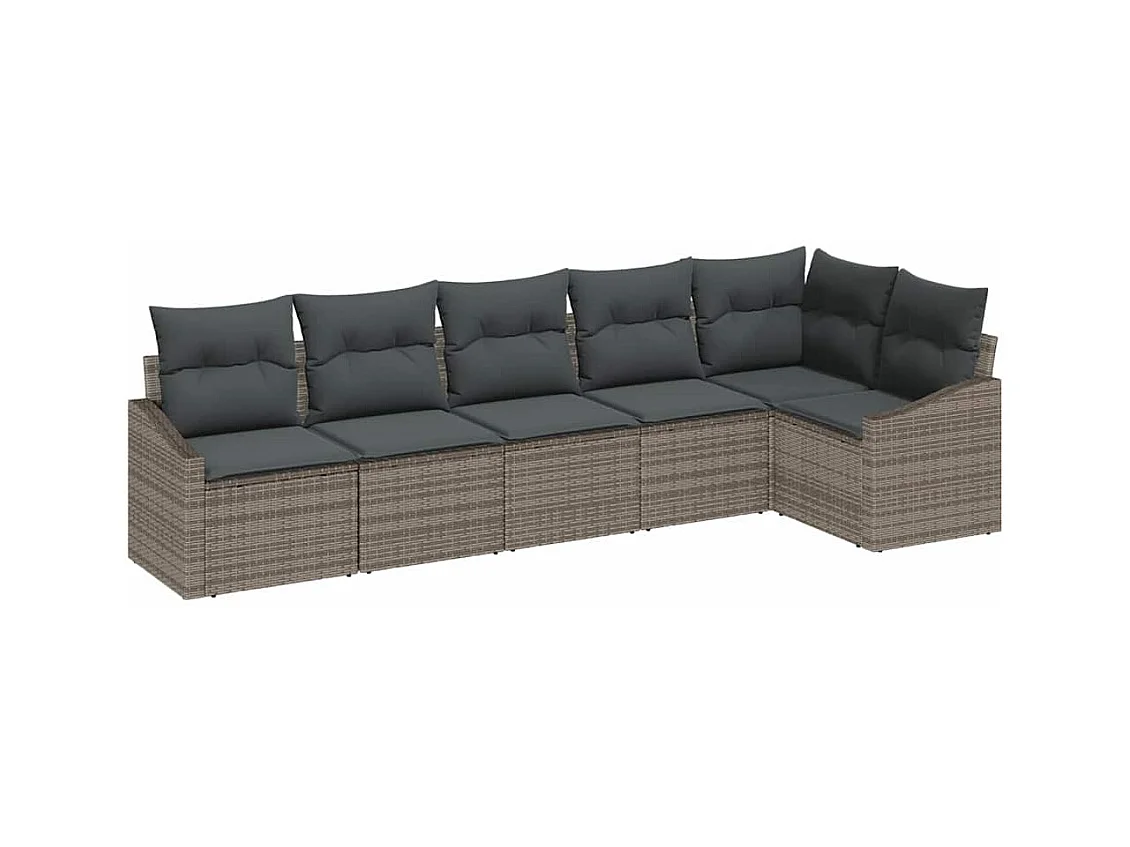 Ensemble de salle à manger pour jardin avec coussin 6 pcs Gris