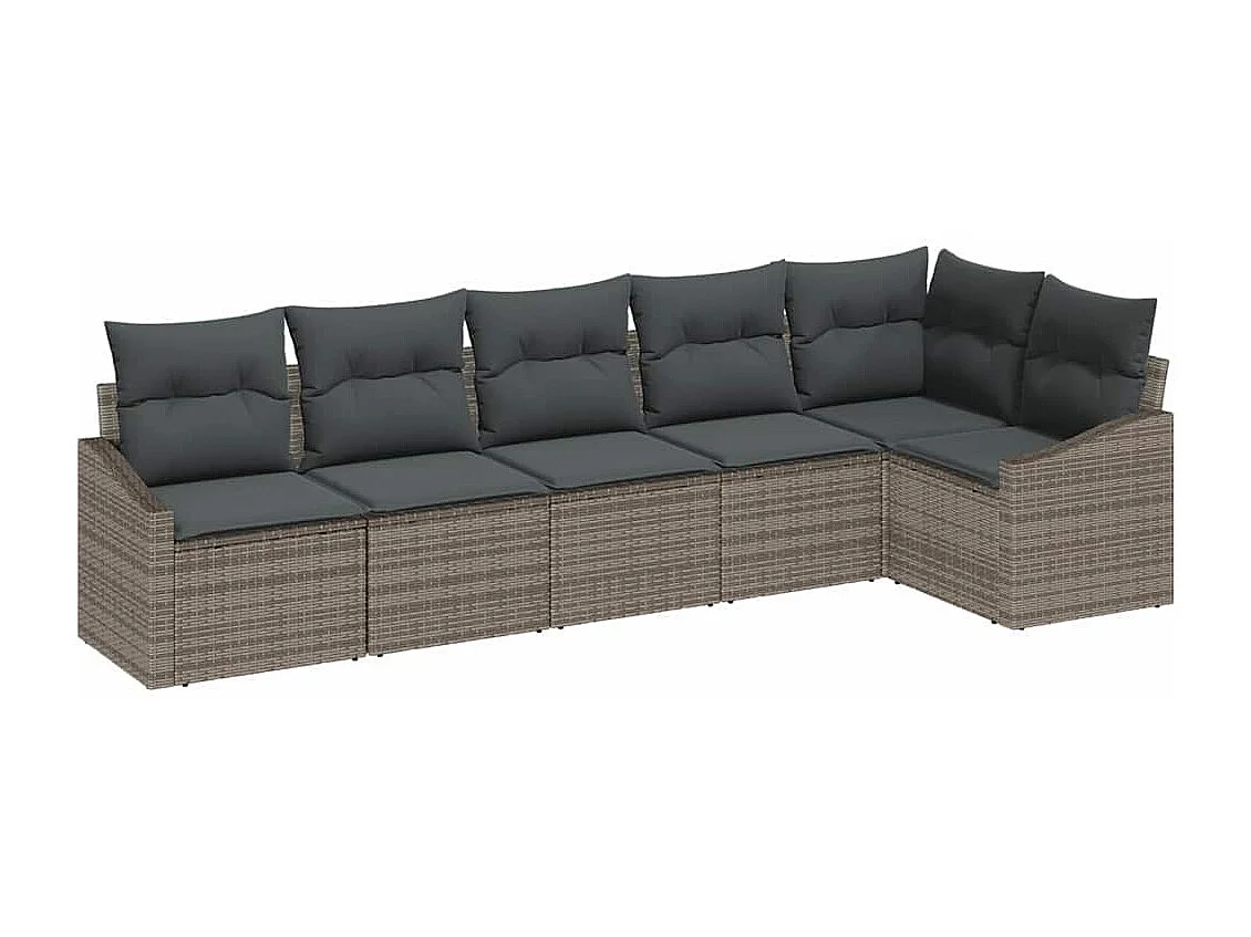 Conjunto de Sofá de Jardim com almofada 6 pcs Cinzeto vime PE
