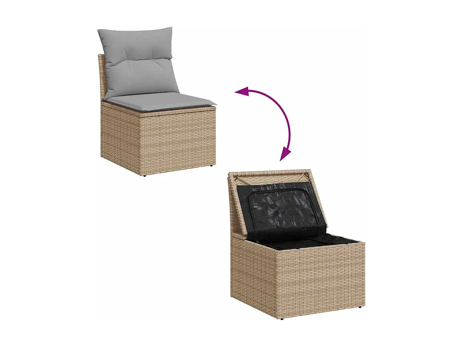 Conjunto de sofás de jardín con cojín 13 pcs Beige y Gris Claro