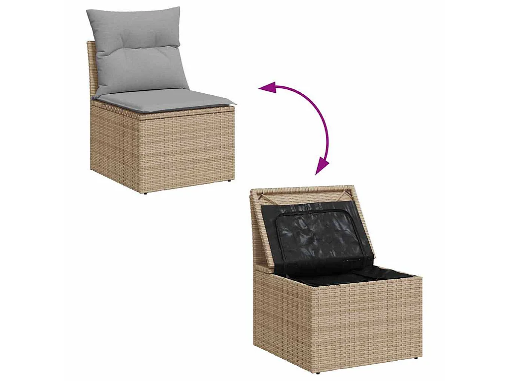 Tuinbankenset 13 st 9-Aantal zitplaatsen Beige en Licht Grijs