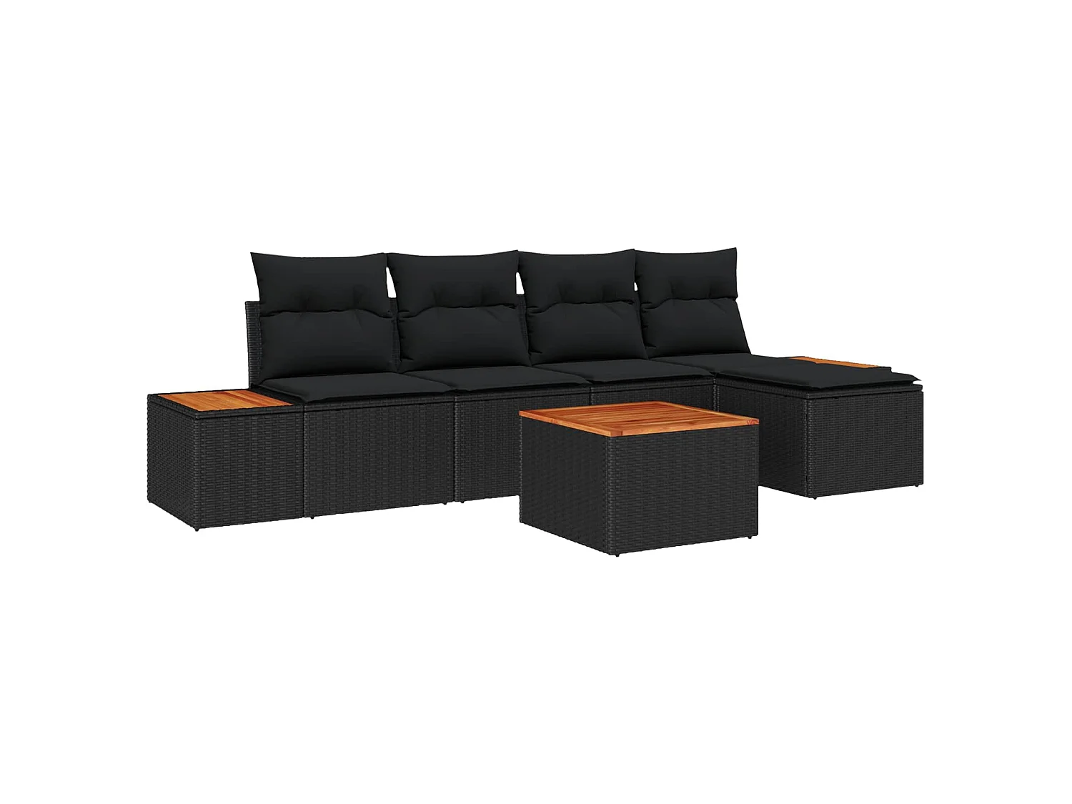 Ensemble de canapé de jardin 6 pc Noir Poly rotin