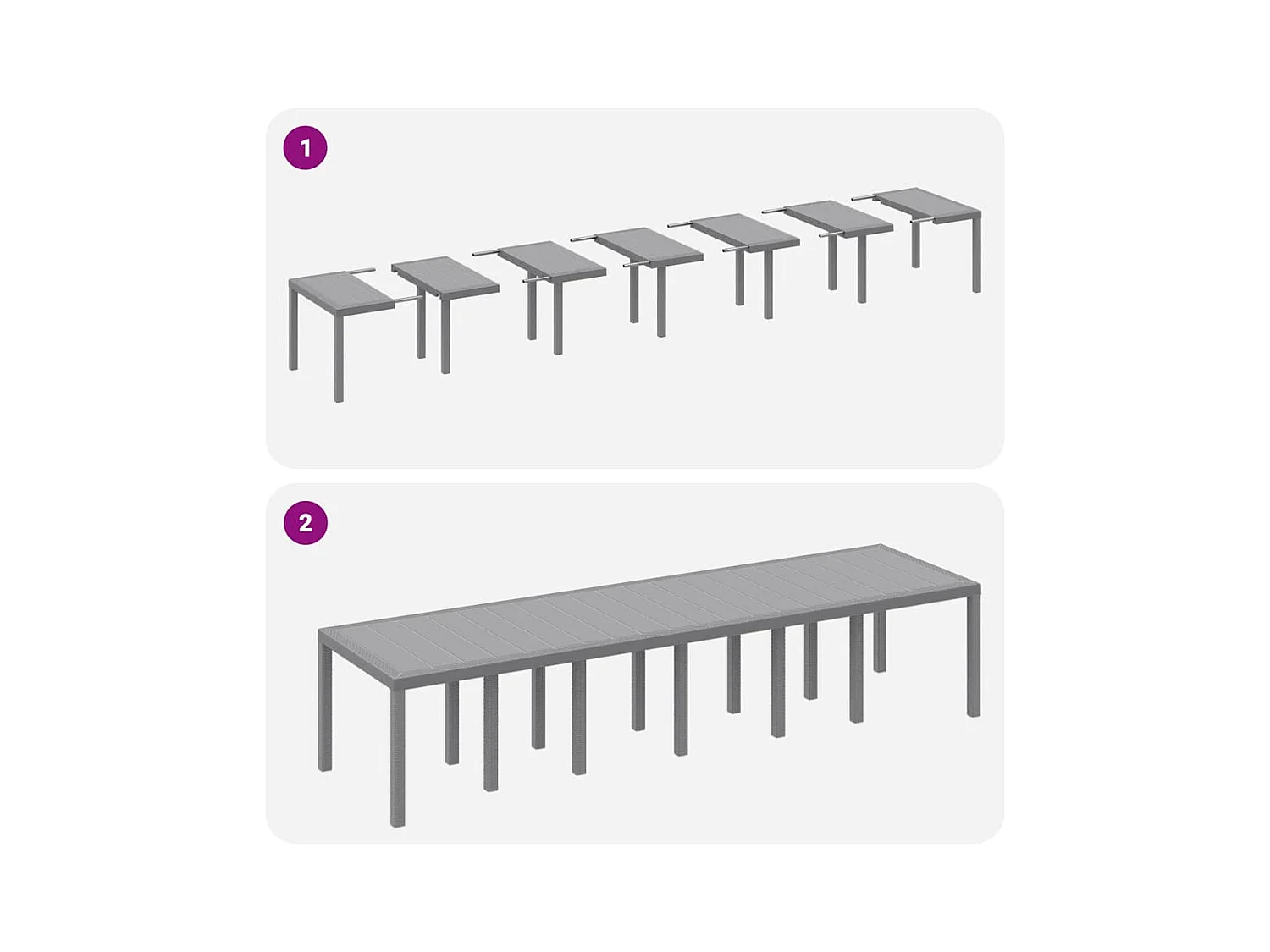 Table de Jardin Gris clair 350 x 100 x 73 cm polyrotin
