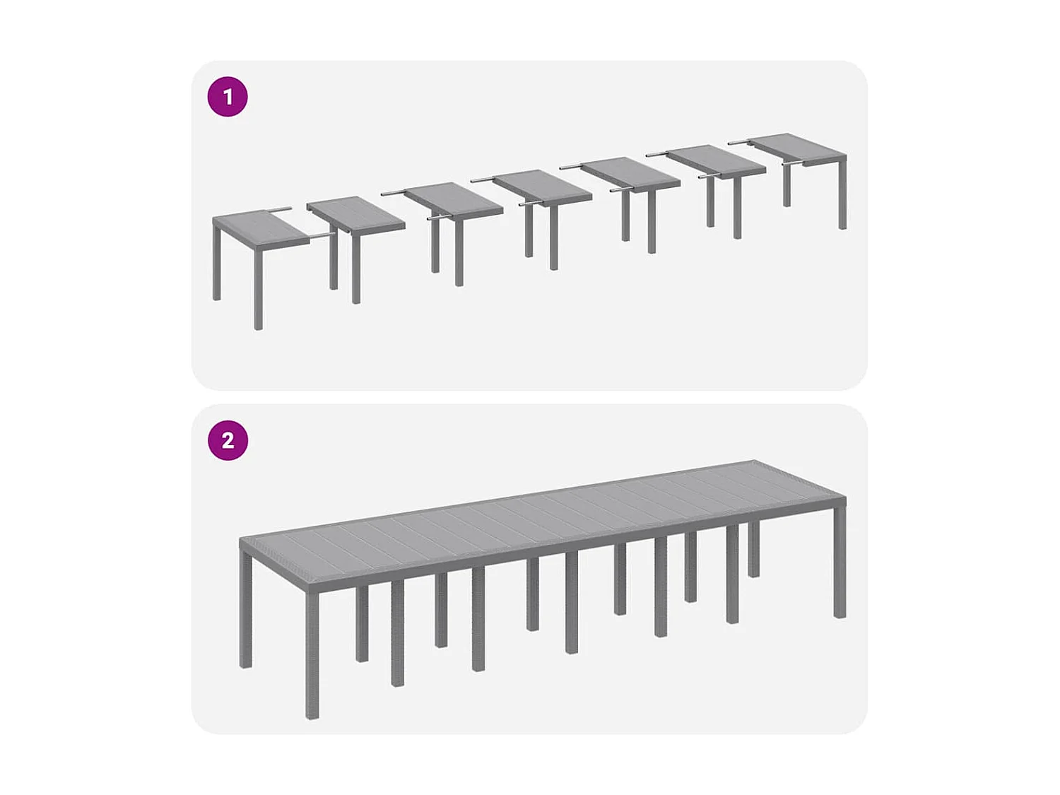 Table de jardin pour repas Gris clair 350 x 100 x 73 cm