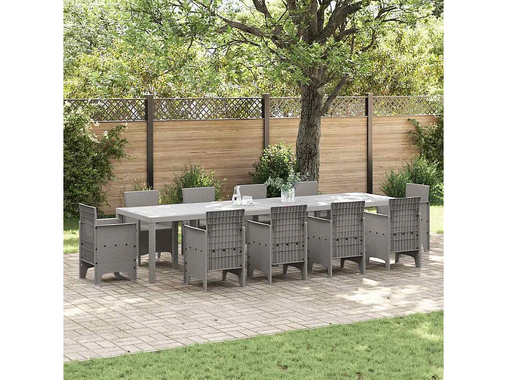 Gartentisch Hellgrau 350 x 100 x 74 cm Poly-Rattan