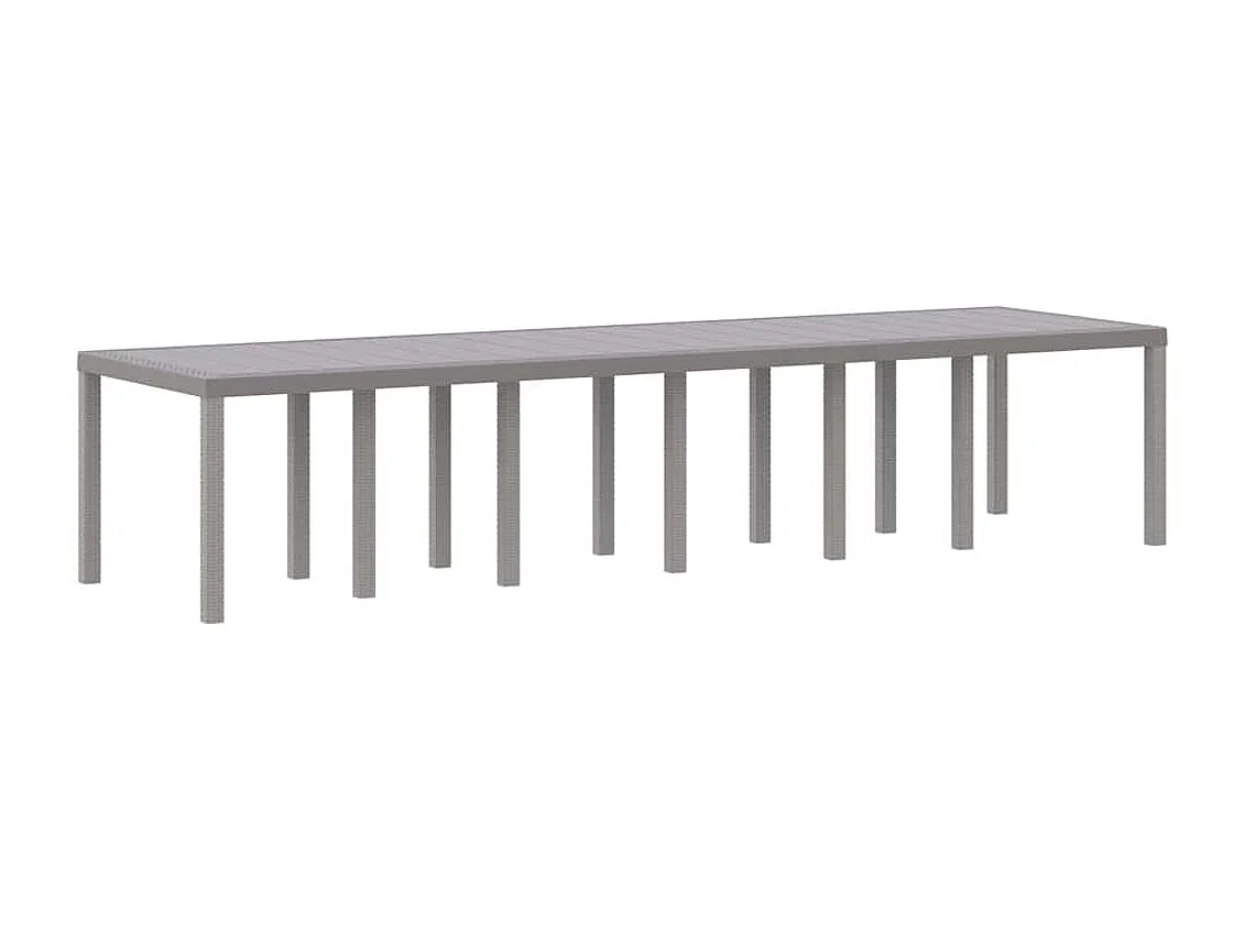 Gartentisch Hellgrau 350 x 100 x 74 cm Poly-Rattan