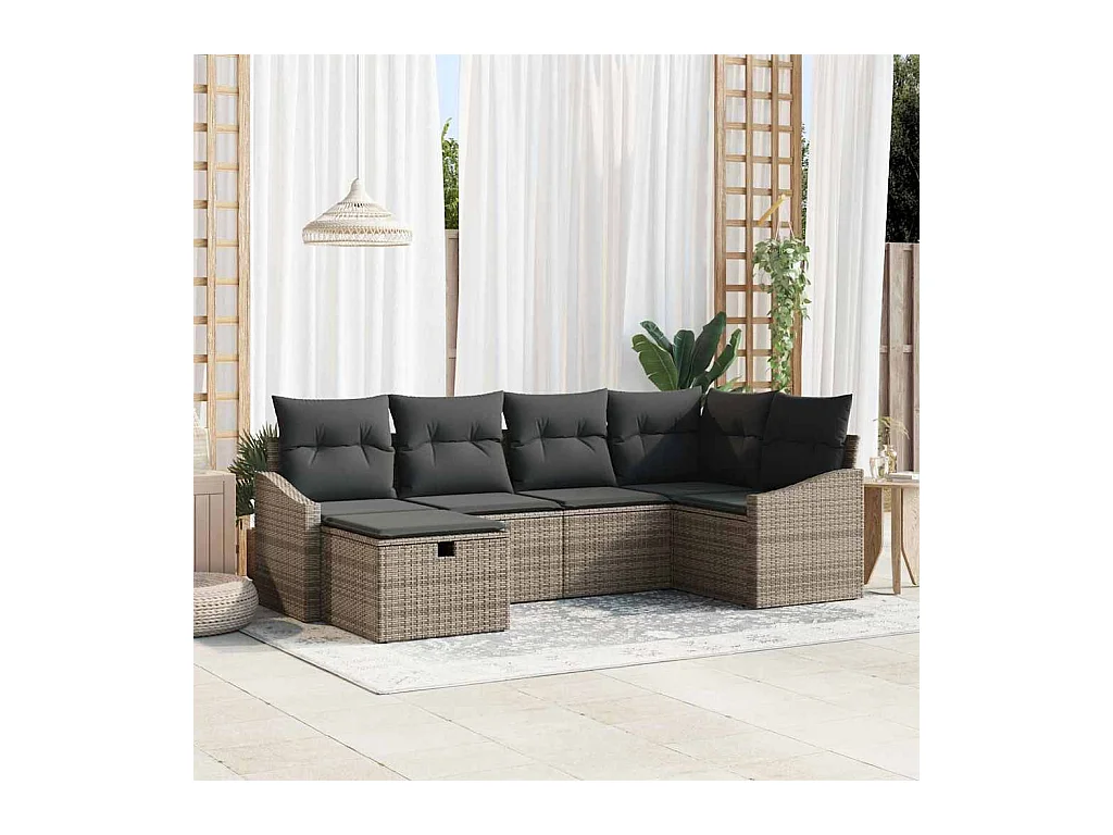 Ensemble de canapé de jardin 6 pcs Gris 55 x 62 x 69 cm