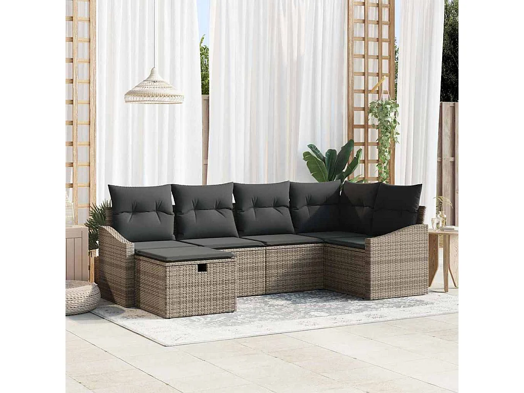 Conjunto de Sofás com almofada 7 pcs vime PE