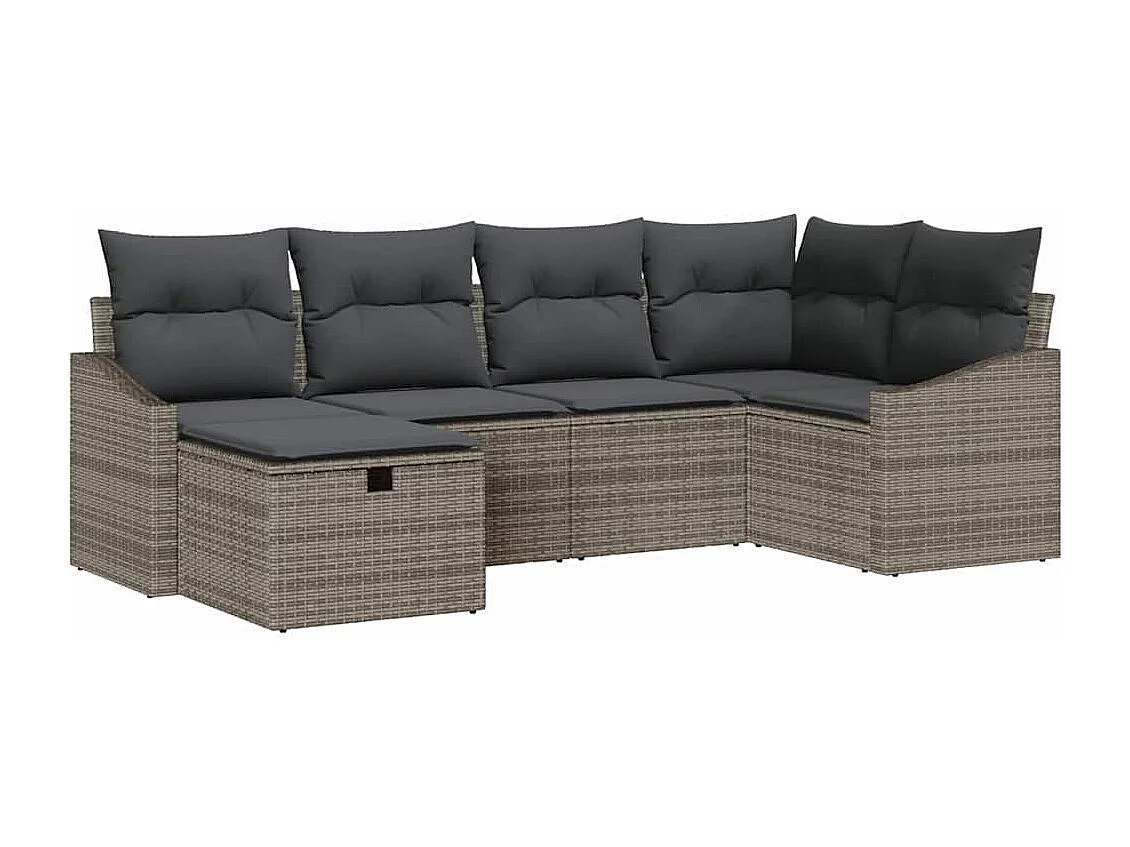 Conjunto de Sofás com almofada 7 pcs vime PE