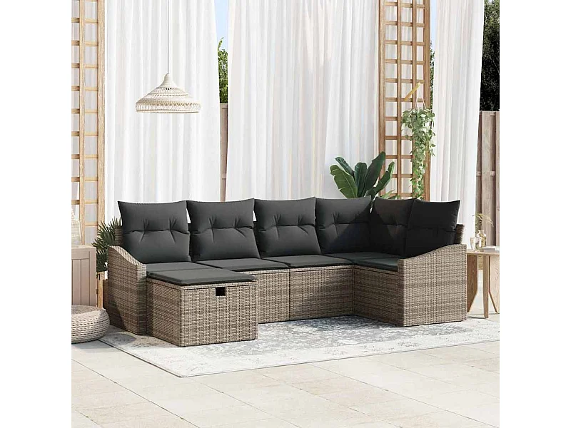 Conjunto de Sofás com almofada 7 pcs vime PE