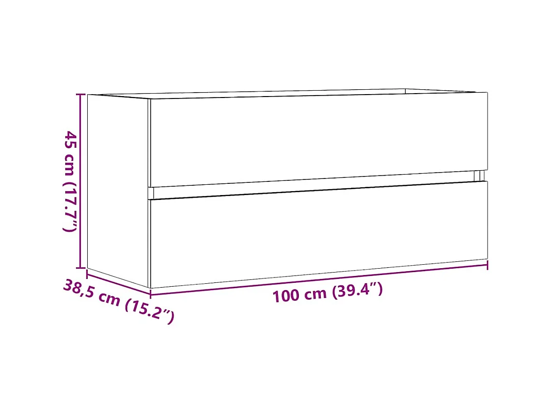 Armoire lavabo chêne artisanal 100x38,5x45 cm bois d'ingénierie