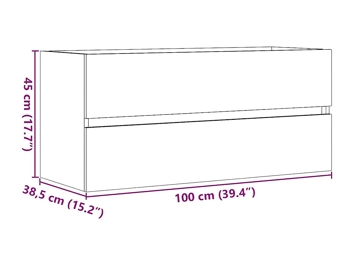 Armoire lavabo chêne artisanal 100x38,5x45 cm bois d'ingénierie