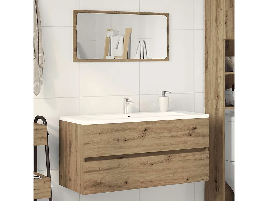 Armoire lavabo chêne artisanal 100x38,5x45 cm bois d'ingénierie
