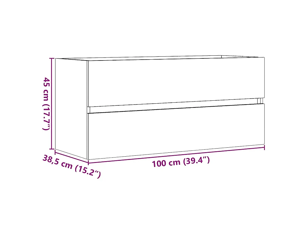 Armoire lavabo chêne artisanal 100x38,5x45 cm bois d'ingénierie