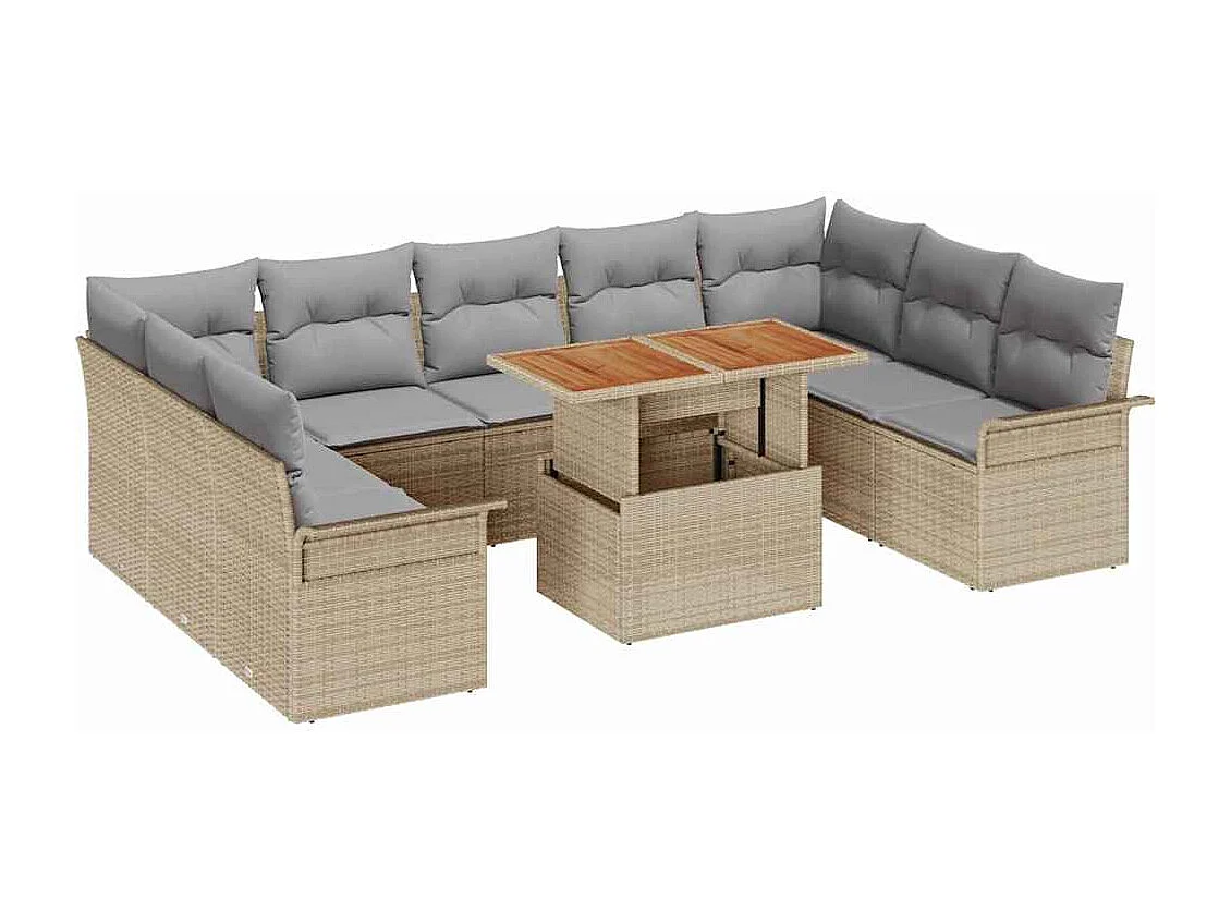 Ensemble de canapé de jardin 10 pcs beige et gris clair