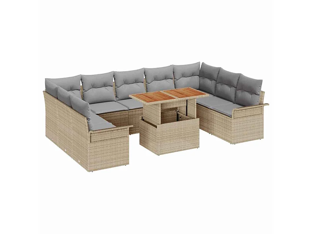Set Divano da Giardino con cuscino 10 pcs beige e grigio chiaro