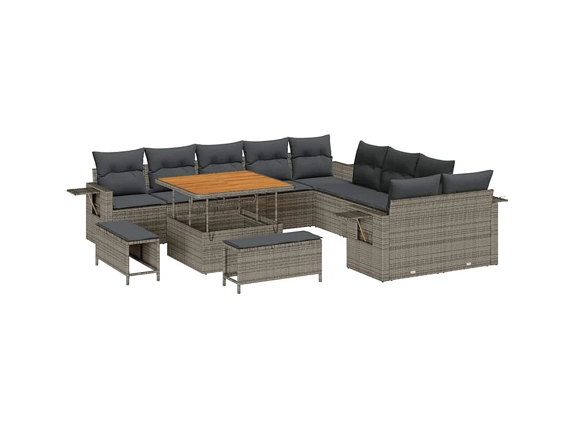 Ensemble de canapé de jardin 13 pcs Gris polyrotin