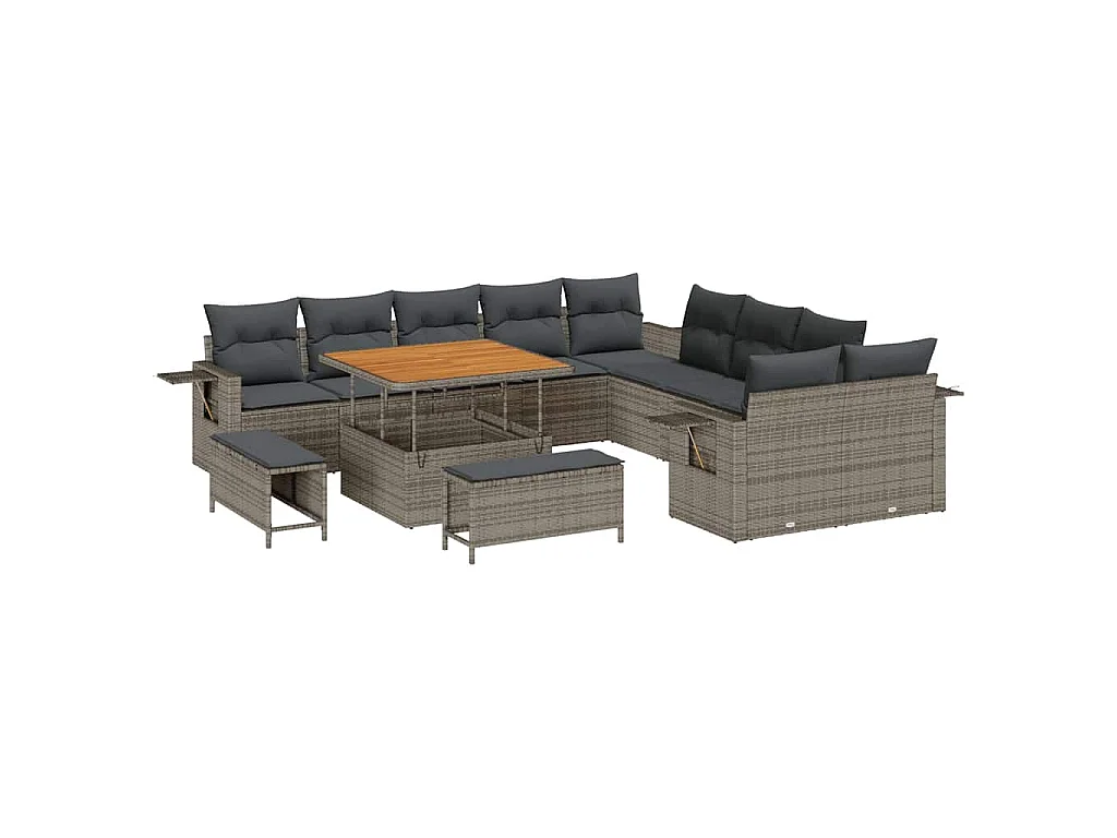 Tuinbankenset 13 pcs Grijs poly rattan