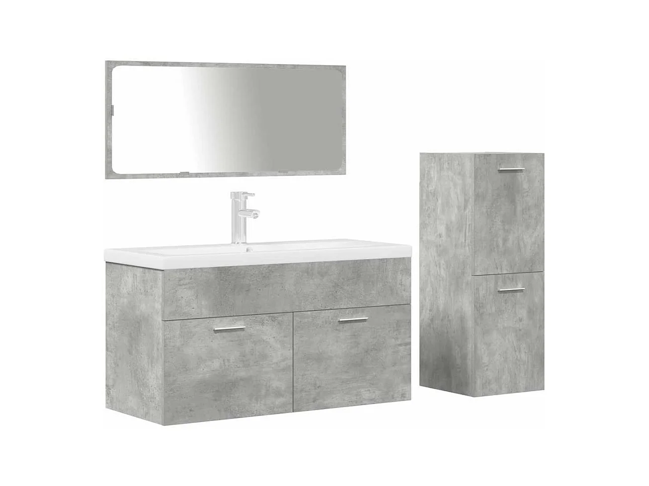 4-delige Badkamermeubelset bewerkt hout betongrijs