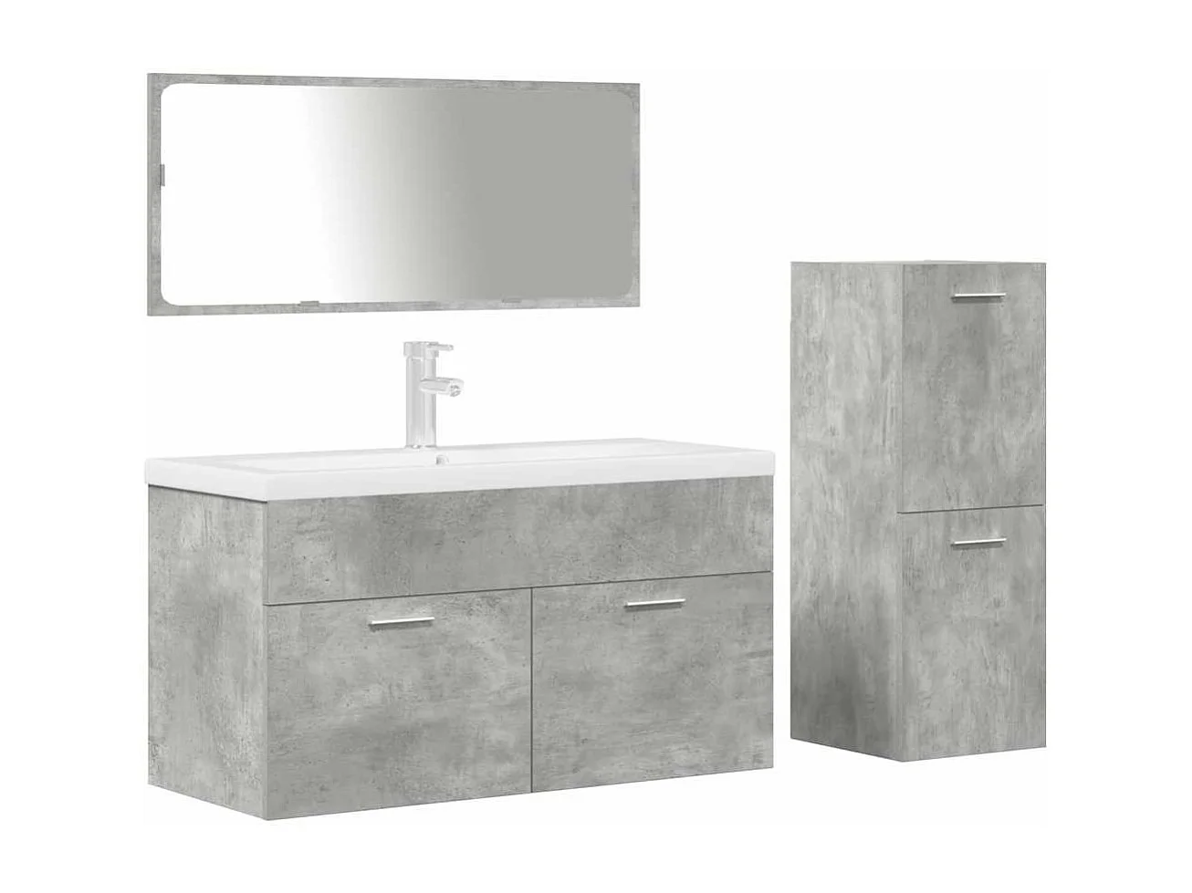 Set Mobili da Bagno 4 pz Grigio Cemento in Legno Multistrato