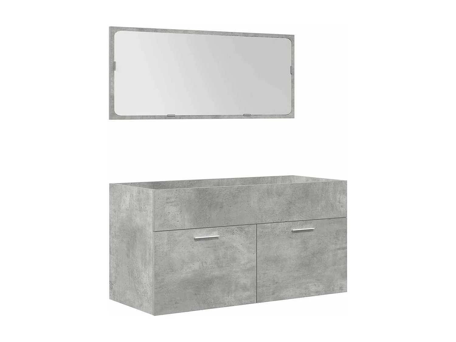 Set Mobili da Bagno 4 pz Grigio Cemento in Legno Multistrato