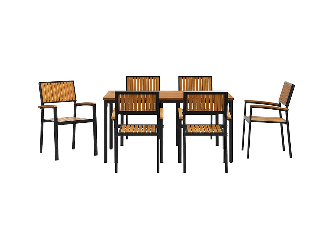 Ensemble de salle à manger pour jardin 7 pcs Noir et marron