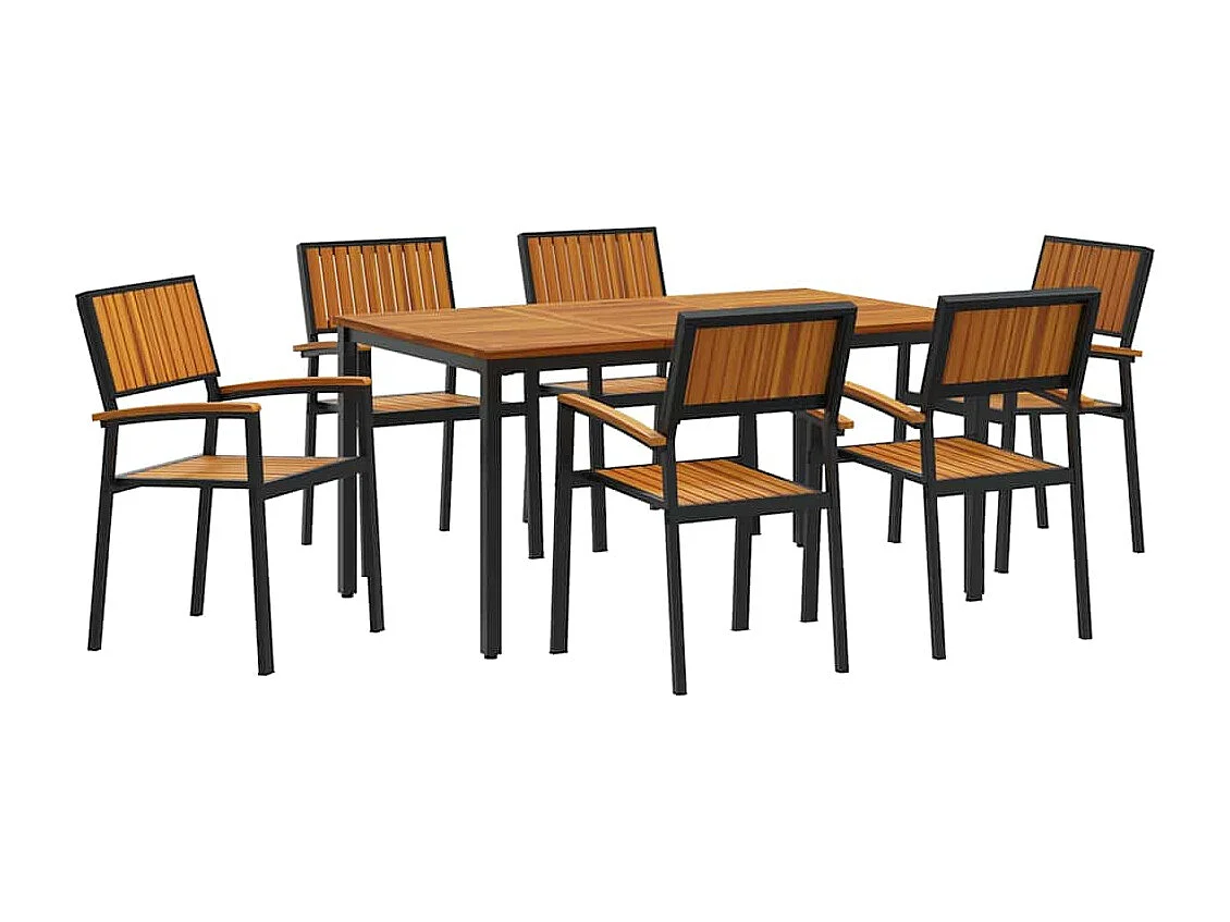 Garten Essgruppe 7 pcs Schwarz und Braun