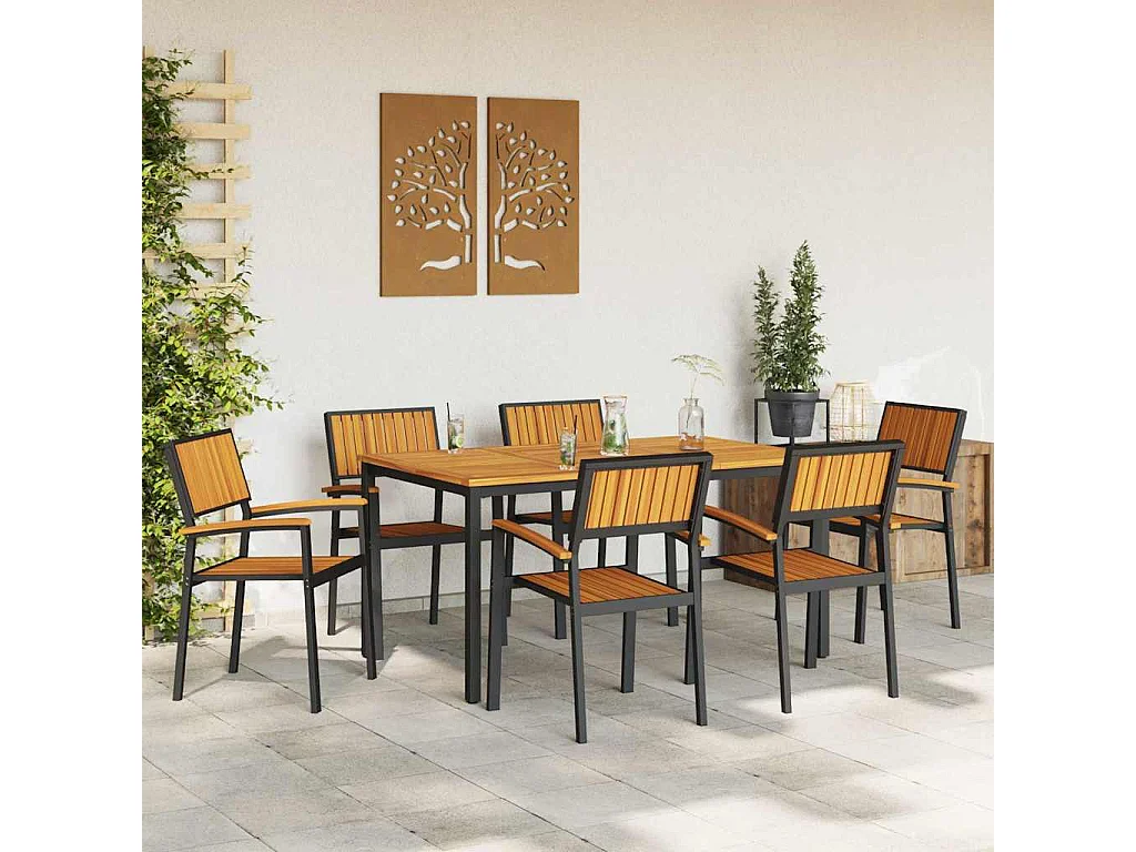Garten Essgruppe 7 pcs Schwarz und Braun
