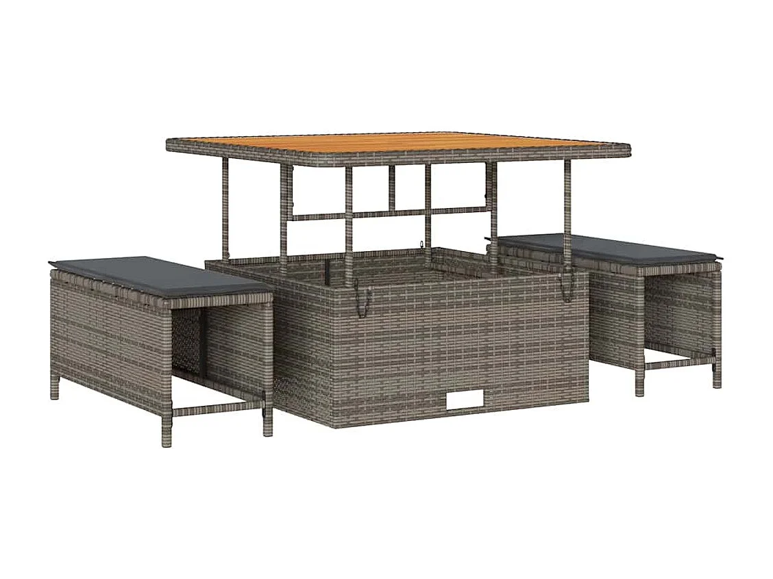 Conjunto de sofá de jardín 11 pcs Gris ratán sintético